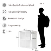 Anko 4 Cube Unit Bookshelf | White Engineered Wood | Book Racks for Home | Home Storage Organizer | Storage Shelf | Contemporary & Glossy Finish | Ideal for Home, Bedroom, Study Room 23.6 Inches (H)